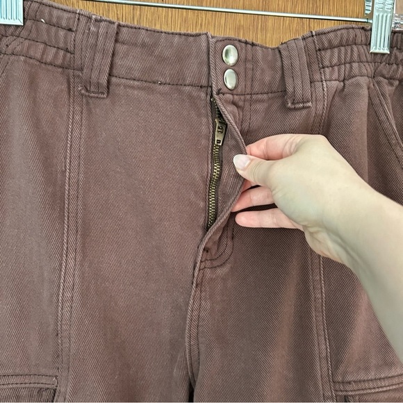 PacSun Brown Elastic Waist Cargo Jeans 100% Cotton - Picture 6 of 13